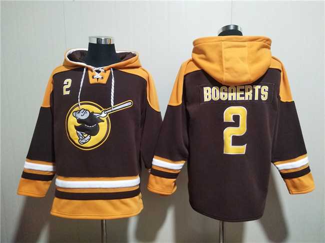 Men's San Diego Padres #2 Xander Bogaerts Brown Gold Ageless Must-Have Lace-Up Pullover Hoodie,We sell and wholesale Men's San Diego Padres #2 Xander Bogaerts Brown Gold Ageless Must-Have Lace-Up Pullover Hoodie on line form chian!